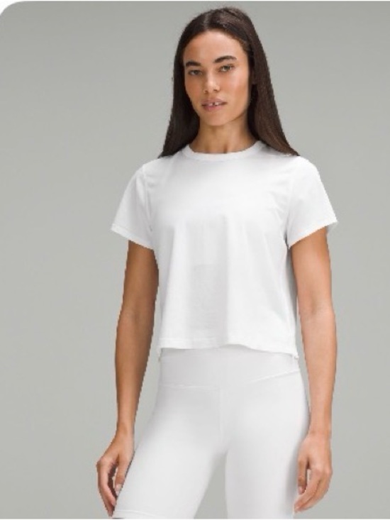 lululemon athletica Tops - lululemon athletica White Cropped Crew Tee